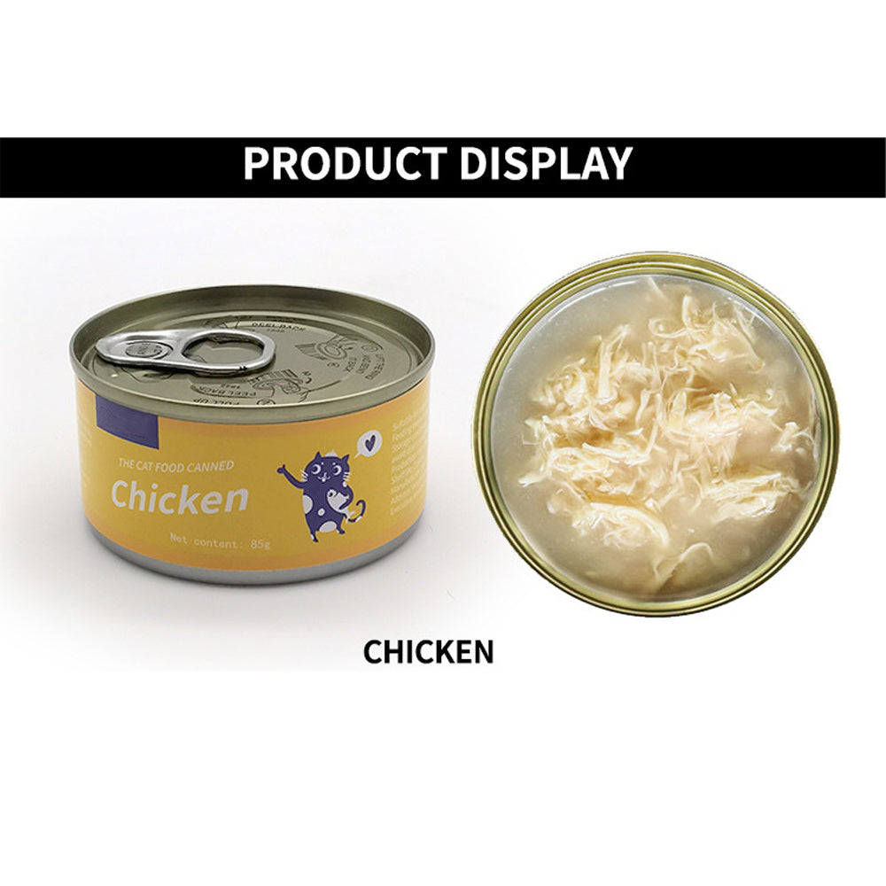 Canned Cat, 85g/3oz Canned Pet Snacks, Chicken Shredded Frozen Can, High Meat Content, Wet Food, Suitable for Cats and Dogs