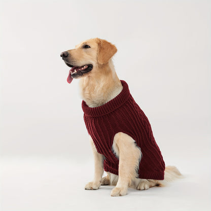 1pc Cozy Pet Knit Sweater - Warm Dog Clothes for Autumn and Winter - Soft, Plain Color, Knitted Design, Pet Friendly, Seasonal Apparel