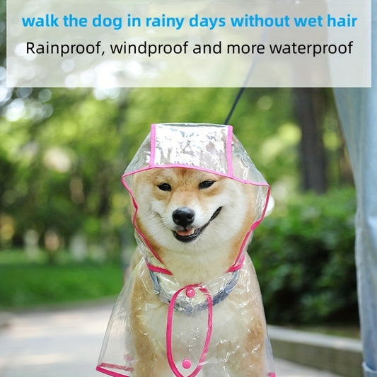 1pc Clear Transparent Hooded Pet Plastic Raincoat Poncho For Toy And Small Dogs And Cat Only Clothes