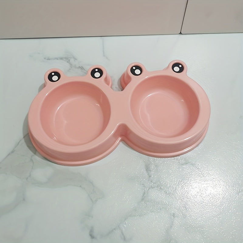 Pet Frog Design Stainless Steel Cat Double Bowl Water Food Bowls For Small Dogs Pet Cat