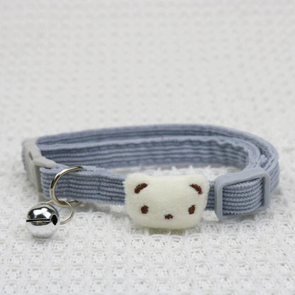 Cute Cartoon Bear Decor Pet Collar Adjustable Cat Collar, Breakaway Cat Collar With Bell