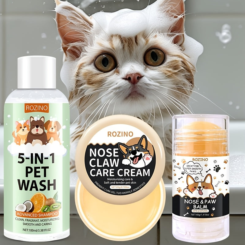 [Moisturizing Pet Care] 3pcs Pet Shower Gel Tear Cream Moisturizing Care Stick Set - Deeply Moisturizes Hair, Provides Long-Lasting Hydration - Bids Farewell to Roughness, Dryness, and Dust, Gently Cares for Pets, and Keeps P