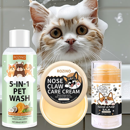 [Moisturizing Pet Care] 3pcs Pet Shower Gel Tear Cream Moisturizing Care Stick Set - Deeply Moisturizes Hair, Provides Long-Lasting Hydration - Bids Farewell to Roughness, Dryness, and Dust, Gently Cares for Pets, and Keeps P