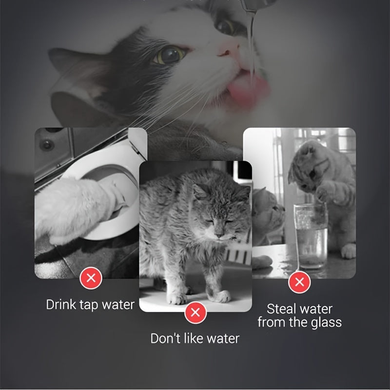60.87oz Smart Cat Water Dispenser with Faucet, Dog Water Dispenser, Transparent Water Dispenser, Pet Water Filter Feeder