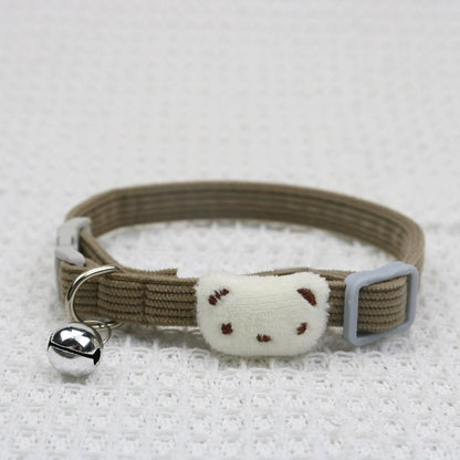 Cute Cartoon Bear Decor Pet Collar Adjustable Cat Collar, Breakaway Cat Collar With Bell