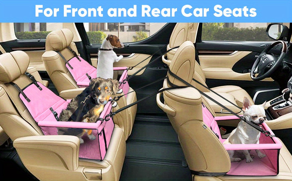 Pet Car Booster Seat For Dog Cat Portable And Breathable Bag With Seat Belt Dog Carrier Safety Stable For Travel Look Out With Clip On Leash With PVC Tube Christmas Gift