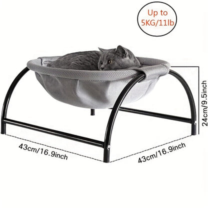 Alloy Steel Cat Hammock Bed, Free-Standing Pet Sleeping Bed, Easy Assembly, Washable, Stable Structure, Excellent Breathability, Indoor/Outdoor Use, Detachable Design for Cats