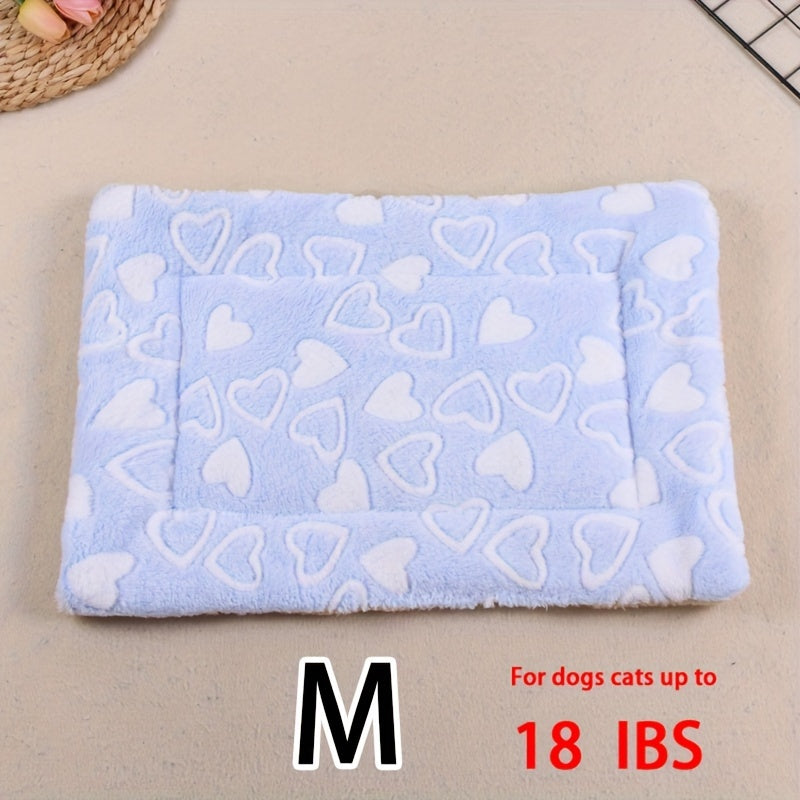 All-Season Dirt-Resistant Rectangular Pet Blanket - Comfortable Dog Paw Heart Print Pet Bed, 1pc