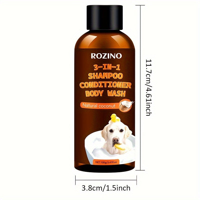 ROZINO Coconut Essence 3-in-1 Pet Shampoo & Conditioner Body Wash - Gentle Cleansing, Soothing Skin Care for Dogs and Cats, Natural Formula with Coconut Milk Extract, Safe for All Breeds, Pet Grooming Essentials | Coconut Sce