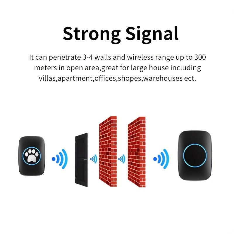 Wireless Pet Doorbell System - Easy Touch Training Aid for Dogs - 2 Receivers & Transmitters, High-Volume Chimes, Ideal for Indoor/Outdoor Use