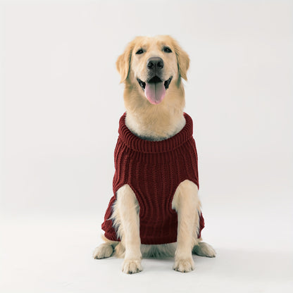 1pc Cozy Pet Knit Sweater - Warm Dog Clothes for Autumn and Winter - Soft, Plain Color, Knitted Design, Pet Friendly, Seasonal Apparel