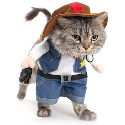 Small to Medium Sized Funny Pet Denim Suit - Adorable Christmas Halloween Costume for Cats and Dogs - Soft, Comfortable, and Easy to Wear Dress Up Outfit for Pet Owners