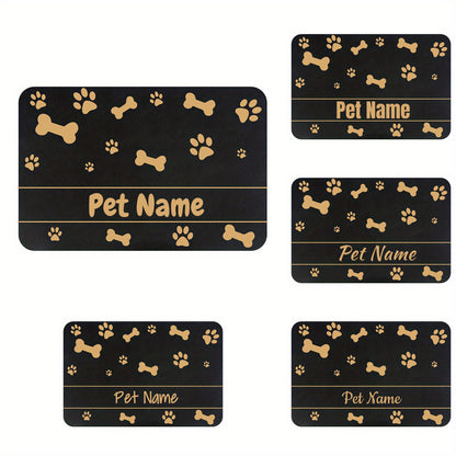 Personalized Dog Cat Food Mat PU Non-Slip at The Bottom Dog Bowl Mat Dog Mat for Food and Water Custom Pet Dog Food Mats for Floors Waterproof
