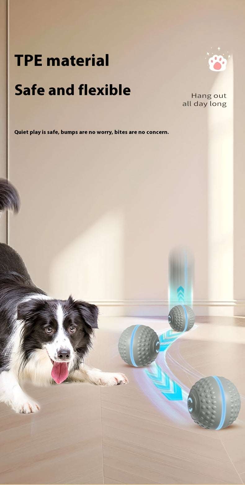 PounceEarth Large Dog Ball Toy - Bite-Resistant Durable Dog Ball with USB Rechargeable Battery, Interactive Polka Dot Design & Multiple Modes for All Breeds - Promotes Playful Engagement & Stimulates Curiosity, Dog Ball Toy,