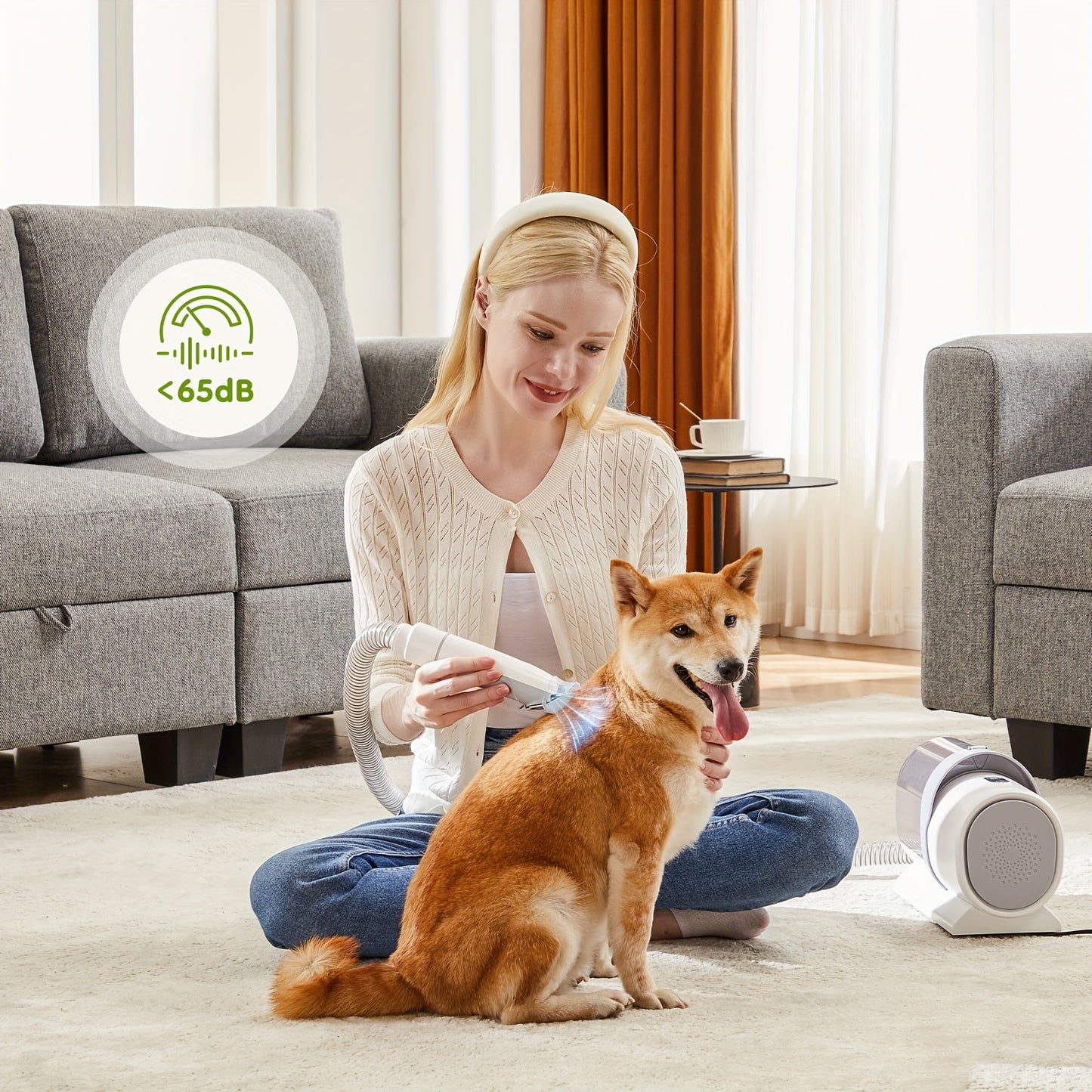 Dog Hair Vacuum & Dog Grooming Kit, Pet Grooming Vacuum with Pet Clipper Nail Grinder, Dust Cup Dog Brush Vacuum with 6 Pet Grooming Tools for Shedding Pet Hair, Home Cleaning