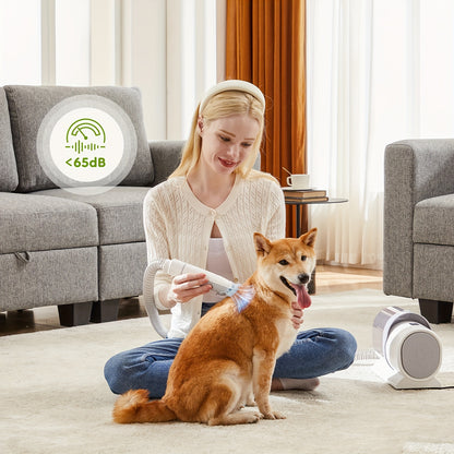 Dog Hair Vacuum & Dog Grooming Kit, Pet Grooming Vacuum with Pet Clipper Nail Grinder, Dust Cup Dog Brush Vacuum with 6 Pet Grooming Tools for Shedding Pet Hair, Home Cleaning