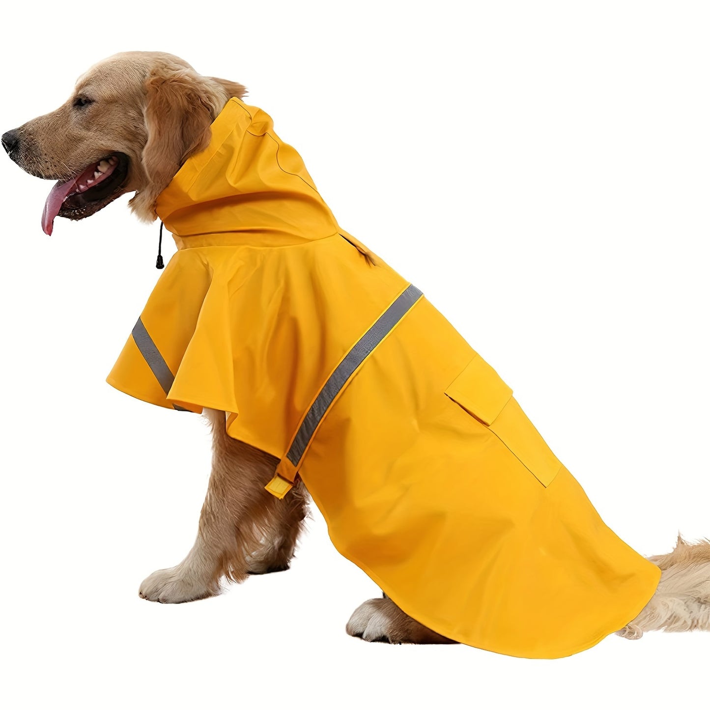 Reflective Waterproof Dog Raincoat with Hood - PU All-Weather Coat with Full Coverage, Easy Snap Closure & Reflective Trim, Comfortable & Dry Pet Jacket for Small, Medium, Large, Extra Large Dogs - Ideal for Rainy Days, Wet W
