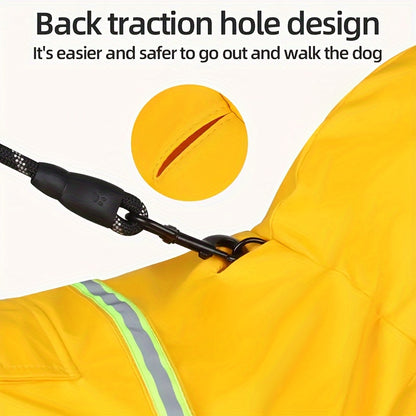 Reflective Waterproof Dog Raincoat with Hood - PU All-Weather Coat with Full Coverage, Easy Snap Closure & Reflective Trim, Comfortable & Dry Pet Jacket for Small, Medium, Large, Extra Large Dogs - Ideal for Rainy Days, Wet W