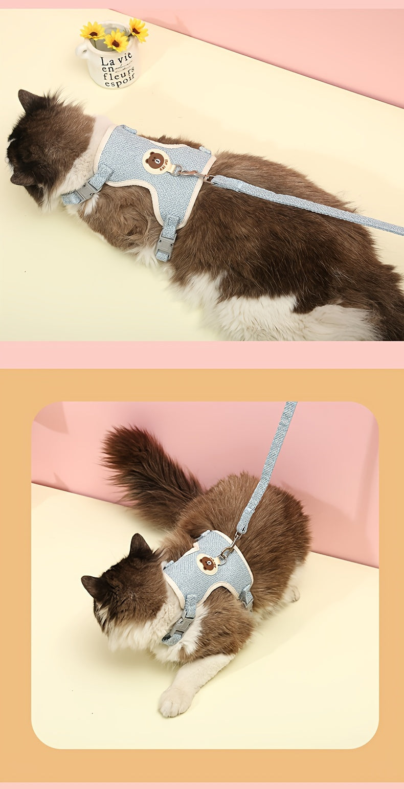 Breathable Mesh Comfort-Fit Harness with Leash - Adjustable Small Pet Vest for Rabbits, Cats & Dogs - Handwash Only, Ideal for Outdoor Walks, Rabbit Accessories
