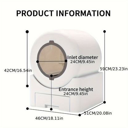 Smart Self-Cleaning Litter Box Pro 18.76gal XL Capacity - APP/WiFi Control, Odorless, Anti-Pinch Safety, Quiet, All Cat Litters Compatible, Includes Waste Bags and Mat, Suitable for Multi-Cat Homes, Quiet Pet Care, Sleek Pet
