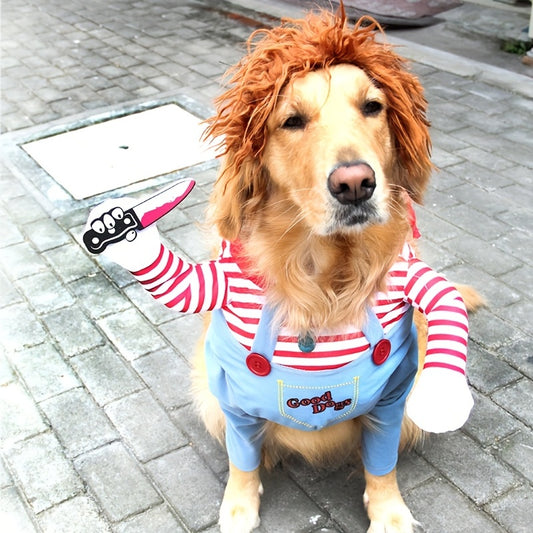 Spooky Pet Costumes for Medium & Large Dogs - Polyester Pullover Horror Theme Outfits for Christmas & Halloween - Woven, Easy to Wear, and Fun!