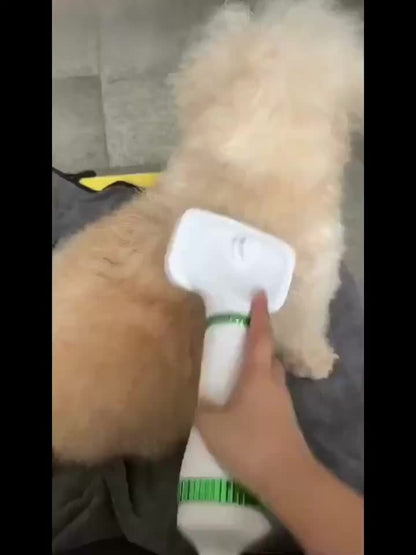 2-in-1 Pet Hair Dryer and Grooming Brush with 3-Speed Temperature Control, Quiet Operation for Dogs After Bathing, White with Green Accents, Plastic Material, Ideal for Wet or Dry Pet Care, Dog Grooming