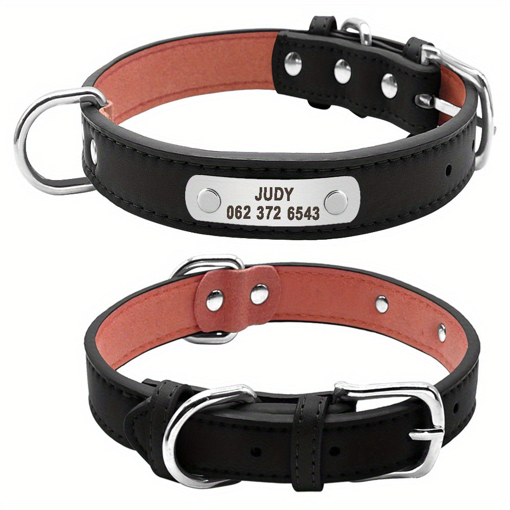Custom Engraved Dog Collar with Personalized ID Tag - Durable Padded Pet Collar for Small, Medium & Large Dogs - Solid Pattern, Adjustable Fit, Secure Metal Hardware, Personalized Pet Accessory | Stylish Dog Collar | Durable