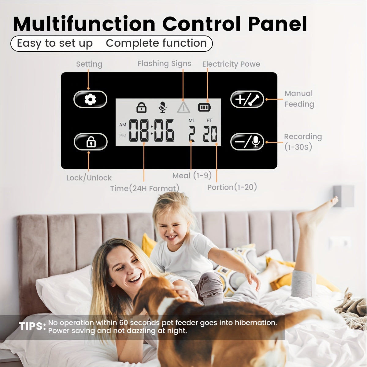 4L Timed Automatic Pet Feeders For Cats And Dogs Dry Food Dispenser With Desiccant Bag Timed Cat Feeder Programmable Portion Size Control 9 Meals Per Day 30s Voice Recorder