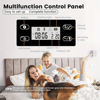 4L Timed Automatic Pet Feeders For Cats And Dogs Dry Food Dispenser With Desiccant Bag Timed Cat Feeder Programmable Portion Size Control 9 Meals Per Day 30s Voice Recorder