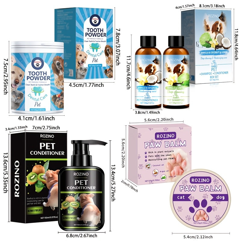 5pcs Pet Care Gift Pack, Shampoo And Conditioner, Nose Cream, Tooth Powder, Etc., Gentle Cleaning, No Odor