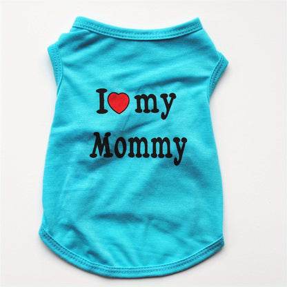 1pc Breathable Pet Vest for Summer Parties - Adorable 'I Love My Daddy/Mommy' Graphic Design for Dogs and Cats
