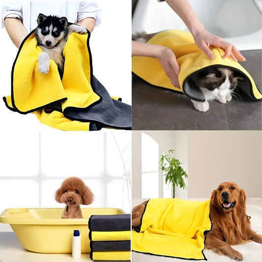 Soft & Quick-Drying Pet Towel Absorbent Fiber Bath Towels for Dogs & Cats