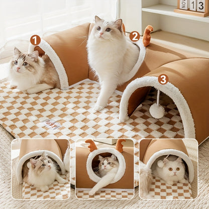 Cat Tunnel Cat Nest Small Pet Tunnel Small Pet Nest Elk Pet Nest Hide and Seek Toy Cat Tunnel Play Sleep Integrated Bear Shaped Tunnel Cat Nest Pet Nest Warm Nest Rabbit Hamster Tunnel Nest