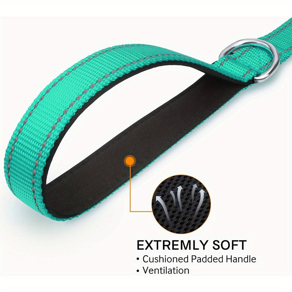 1pc Single Sided Reflective Dog Leash Soft Neoprene Padded Breathable 1 Inch Wide, Pet Leash 6FT/5FT/4FT For Medium & Large Dogs Walking And Training