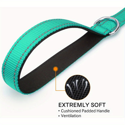 1pc Single Sided Reflective Dog Leash Soft Neoprene Padded Breathable 1 Inch Wide, Pet Leash 6FT/5FT/4FT For Medium & Large Dogs Walking And Training