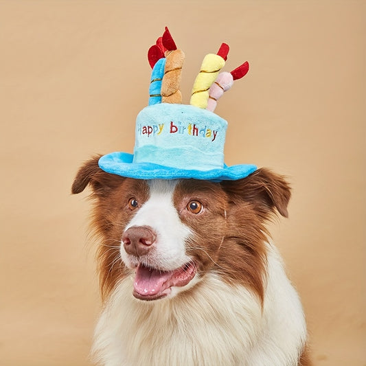 Colorful Pet Birthday Hat - Adjustable, Soft, and Comfortable Dog Party Costume with Vibrant Candles for a Fun Celebration - Perfect for Dog Lovers and Pet Owners
