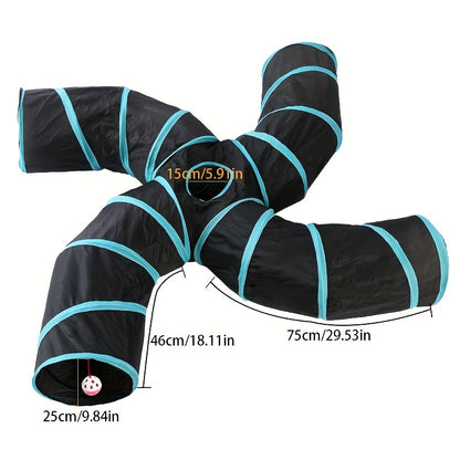 [Large Collapsible Cat Tunnel Play] Cat Tunnel For Indoor Cats Large With Play Ball 2/3/4/5 Way Collapsible Interactive Peek Hole Pet Tube Toys For Puppy, Kitty, Kitten, Rabbit