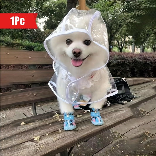 1pc Clear Transparent Hooded Pet Plastic Raincoat Poncho For Toy And Small Dogs And Cat Only Clothes