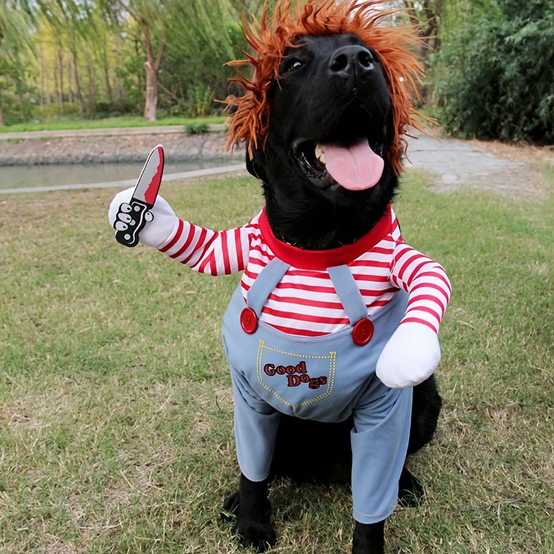 Spooky Pet Costumes for Medium & Large Dogs - Polyester Pullover Horror Theme Outfits for Christmas & Halloween - Woven, Easy to Wear, and Fun!