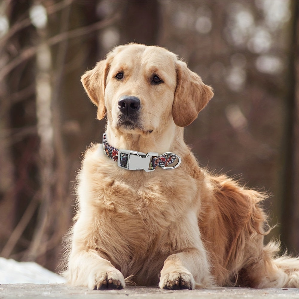 Personalized Pet Collar - Custom Engraved Nylon Dog Collar for Small Large Dogs, Cats, and Puppies with Name, Phone ID, and Adjustable Buckle - Durable, Waterproof, and Easy to Clean Basic Collar