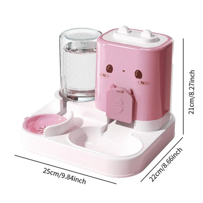2 in 1 Automatic Pet Feeder Pet Food Bowl for Small Animals Small Dogs Feeding Dispenser Travel Convenient