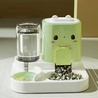 2 in 1 Automatic Pet Feeder Pet Food Bowl for Small Animals Small Dogs Feeding Dispenser Travel Convenient