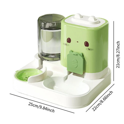 2 in 1 Automatic Pet Feeder Pet Food Bowl for Small Animals Small Dogs Feeding Dispenser Travel Convenient