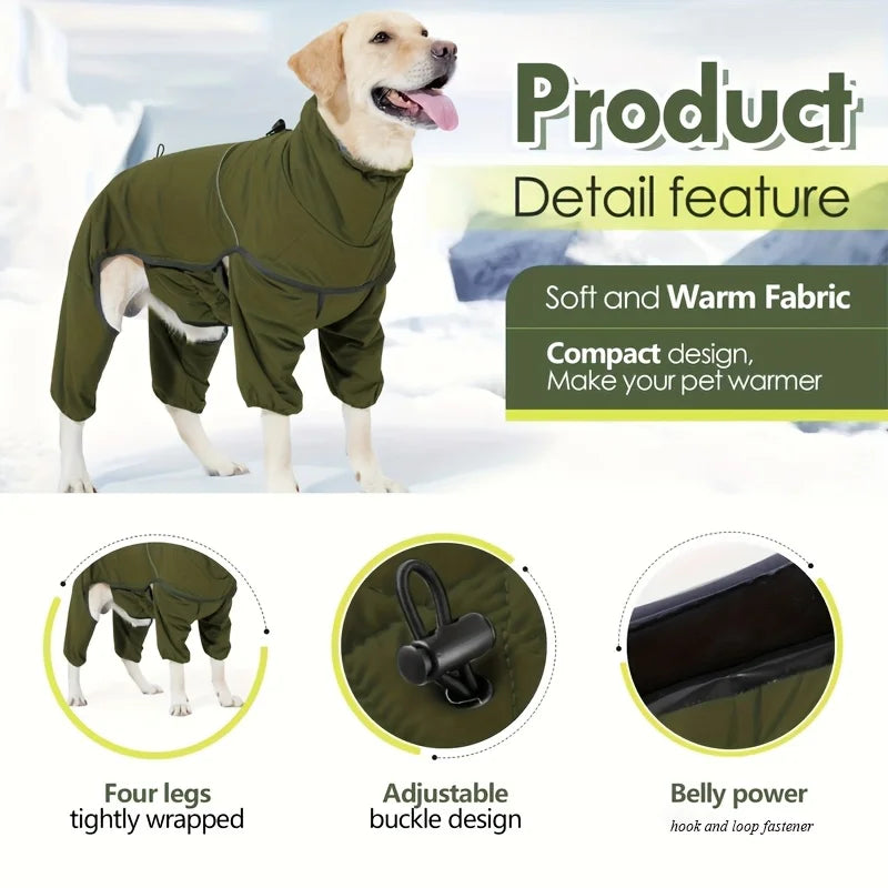 Thick  Warm Pet Clothing  Pet Clothing with Leash and Reflective Strips  High-necked  Fully Enclosed  Multi-functional Clothing