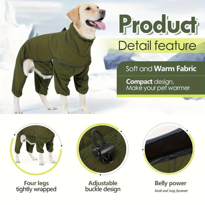 Thick  Warm Pet Clothing  Pet Clothing with Leash and Reflective Strips  High-necked  Fully Enclosed  Multi-functional Clothing