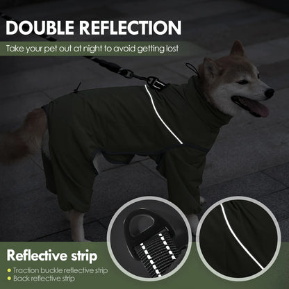Thick  Warm Pet Clothing  Pet Clothing with Leash and Reflective Strips  High-necked  Fully Enclosed  Multi-functional Clothing