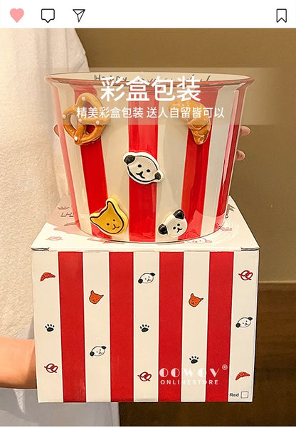 Snacks, Puppies, Ceramic Snack Bowls, Household Soup Bowls, Noodle Bowls, Snacks, Fried Chicken, French Fries, Buckets, Popcorn