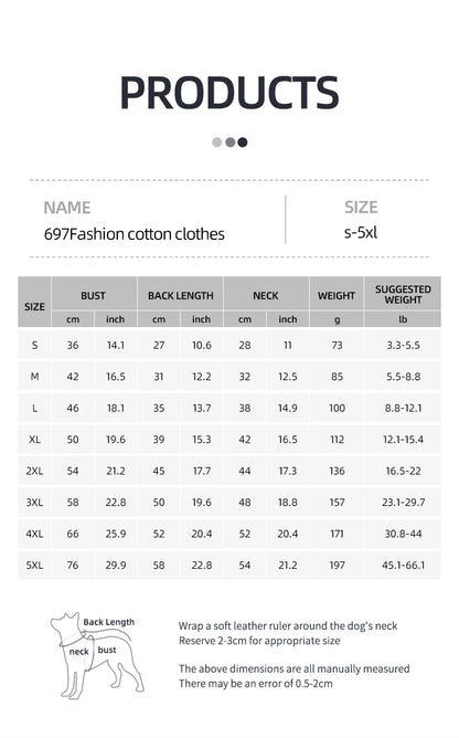 Waterproof Winter Dog Clothes Warm Pet Cotton Jacket Vest For Small Large Dogs Puppy French Bulldog Coat Chihuahua York Costume