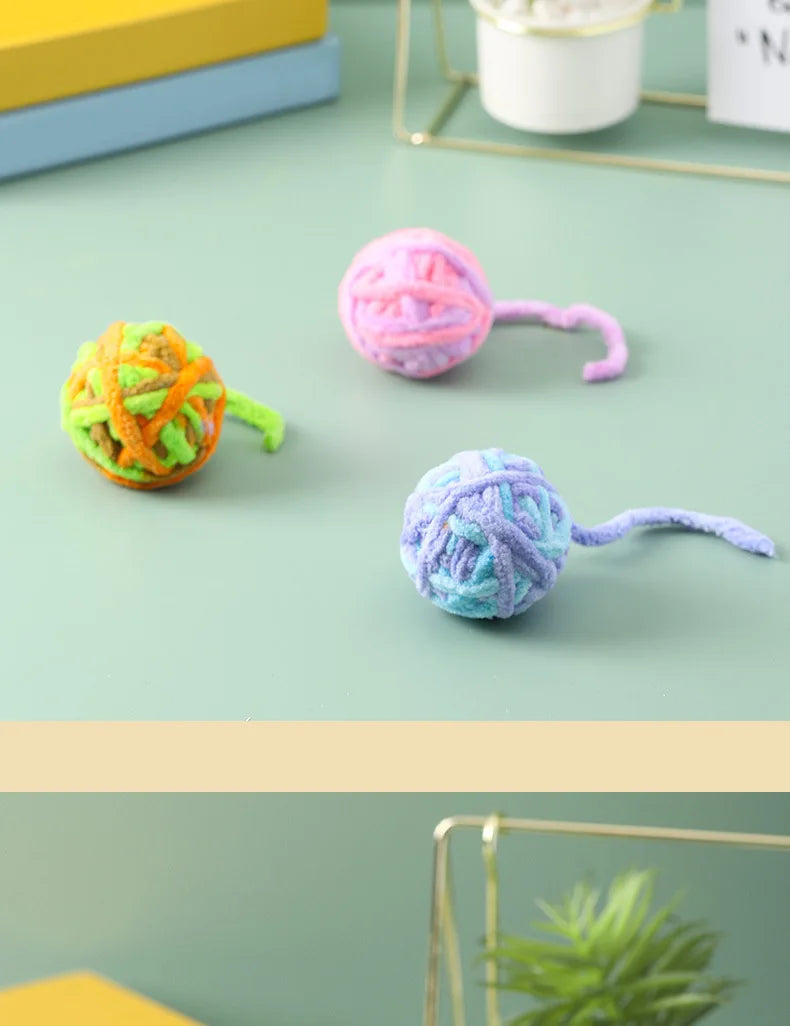 Pet Cat Toys Self Entertaining Chew and Tease Cats Toys with Bell Kitten Colored Balls Interactive Toys Pet Products Accessories