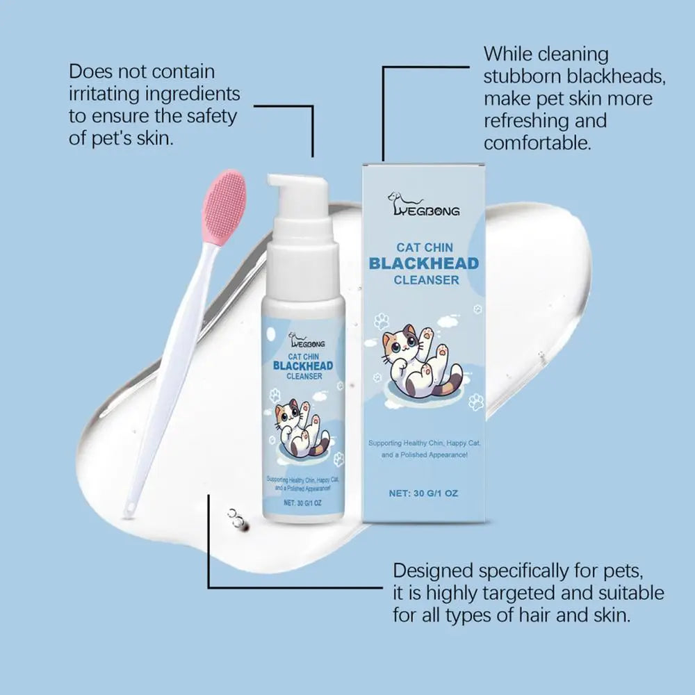 30g Pet Chin Cleaner Blackhead Cleaning Lotion Pet Chin Acne Care Brush Grooming Supplies Tooth Stain Remover For Dogs Cats
